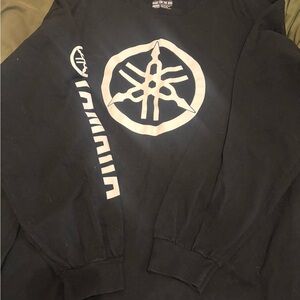 Factory Effex Black Graphic Tee with White Yamaha Label Print